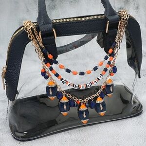 Football Charm Embellished GAME DAY Heishi Beaded Layered Bag Charm